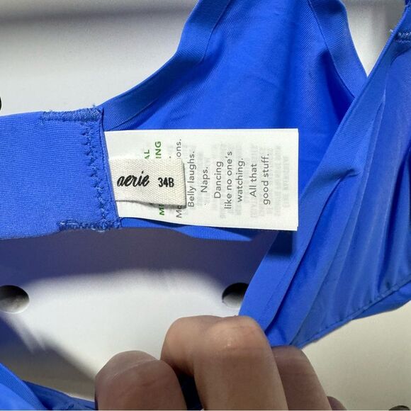 Aerie Womens Smoothez Mesh Unlined Balconette Bra Blue Size 34B Sheer Underwire - Picture 3 of 4